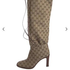 Gucci Canvas Knee-High Riding Boots Size 10